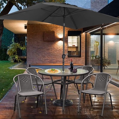 STOLIK OGRODOWY OKRĄGŁY 100 CM NA TARAS OGRÓD BALKON SZKŁO HARTOWANE OTWÓR NA PARASOL MULTIGARDEN STOLIK OGRODOWY OKRĄGŁY 100 CM NA TARAS OGRÓD BALKON SZKŁO HARTOWANE OTWÓR NA PARASOL MULTIGARDEN
