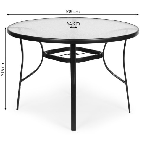STOLIK OGRODOWY OKRĄGŁY 100 CM NA TARAS OGRÓD BALKON SZKŁO HARTOWANE OTWÓR NA PARASOL MULTIGARDEN STOLIK OGRODOWY OKRĄGŁY 100 CM NA TARAS OGRÓD BALKON SZKŁO HARTOWANE OTWÓR NA PARASOL MULTIGARDEN