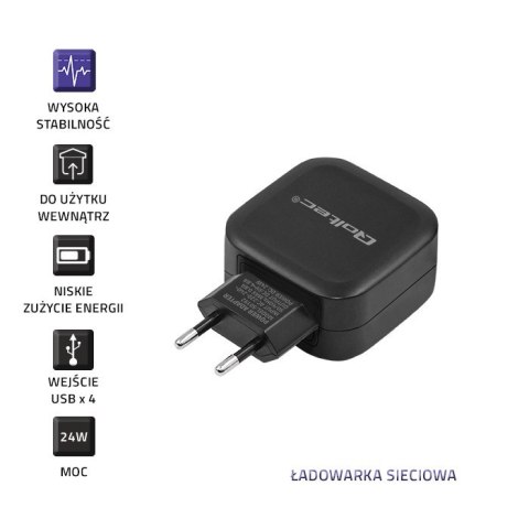 Qoltec Inteligentna Ładowarka sieciowa 24W | 5V | 4.8A | 4xUSB Qoltec Inteligentna Ładowarka sieciowa 24W | 5V | 4.8A | 4xUSB