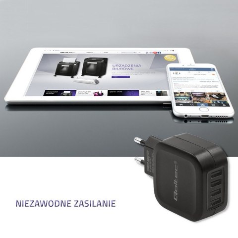 Qoltec Inteligentna Ładowarka sieciowa 24W | 5V | 4.8A | 4xUSB Qoltec Inteligentna Ładowarka sieciowa 24W | 5V | 4.8A | 4xUSB
