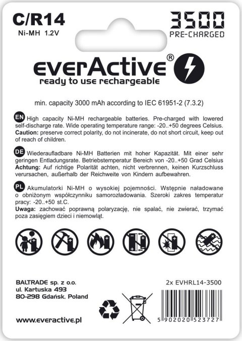 Zestaw akumulatorków everActive EVHRL14-3500 (3500mAh ; Ni-MH) Zestaw akumulatorków everActive EVHRL14-3500 (3500mAh ; Ni-MH)
