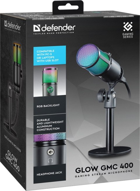 MIKROFON DEFENDER GLOW GMC 400 RGB STREAMING