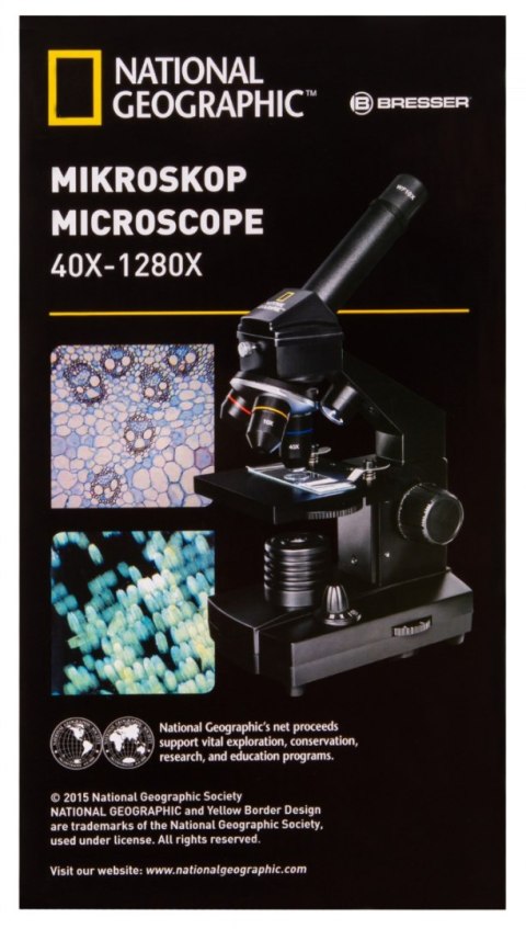 Mikroskop Bresser National Geographic o powiększeniu 40-1280 razy z uchwytem do smartfonu