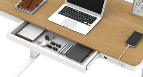 Biurko ACTIVEJET z elektryczną regulacją wysokości 140x70 ET119W-C biały/dąb