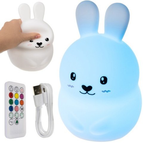 LAMPKA NOCNA RGB Z PILOTEM - KRÓLIK