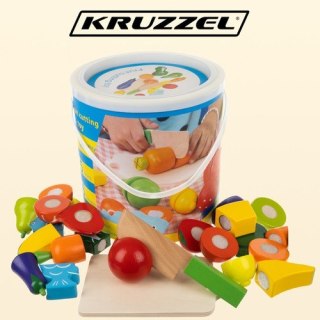 WARZYWA DO KROJENIA DREWNIANE W WIADERKU