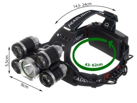 LATARKA CZOŁOWA 5 X LED T6 CREE