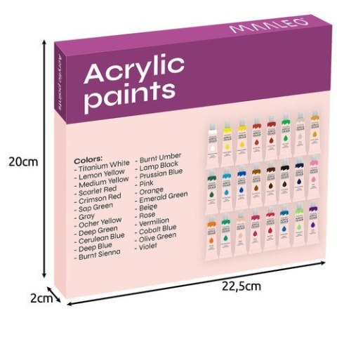 FARBY AKRYLOWE 24SZT.- 12ML. MAALEO 20363