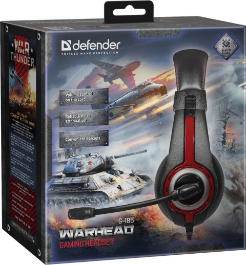 SŁUCHAWKI DEFENDER Z MIKR WARHEAD G-185 CZARNO-CZERWONE SŁUCHAWKI DEFENDER Z MIKR WARHEAD G-185 CZARNO-CZERWONE