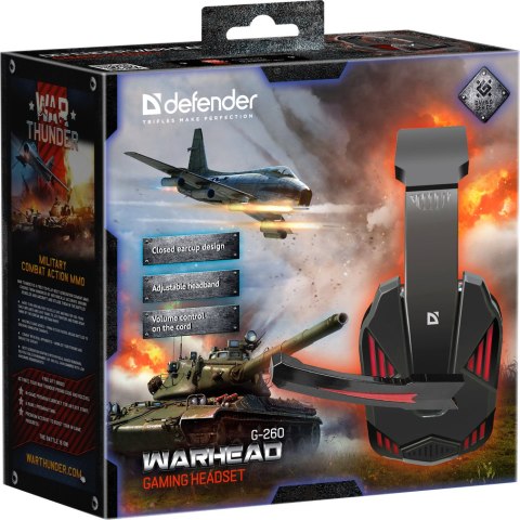 SŁUCHAWKI DEFENDER Z MIKR WARHEAD G-260 CZERWONO-CZARNE SŁUCHAWKI DEFENDER Z MIKR WARHEAD G-260 CZERWONO-CZARNE