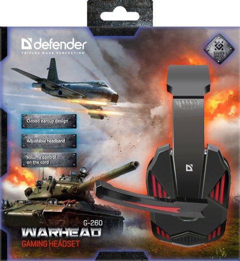 SŁUCHAWKI DEFENDER Z MIKR WARHEAD G-260 CZERWONO-CZARNE SŁUCHAWKI DEFENDER Z MIKR WARHEAD G-260 CZERWONO-CZARNE