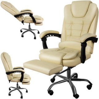 FOTEL BIUROWY Z PODNÓŻKIEM- BEŻOWY MALATEC 23287