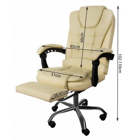 FOTEL BIUROWY Z PODNÓŻKIEM- BEŻOWY MALATEC 23287