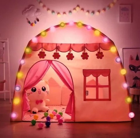 NAMIOT DLA DZIECI DOMEK + LAMPKI 23472