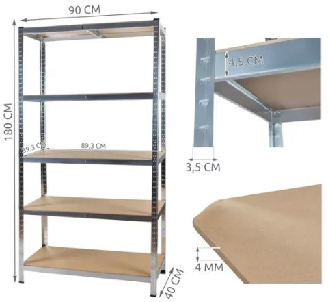 REGAŁ MAGAZYNOWY 180X90X40 MALATEC 23768