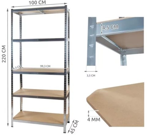 REGAŁ MAGAZYNOWY 220X100X45 MALATEC 23766