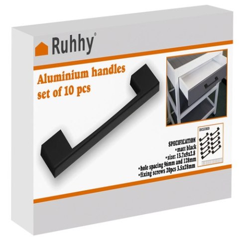 UCHWYT MEBLOWY CZARNY- 10SZT. RUHHY 24190