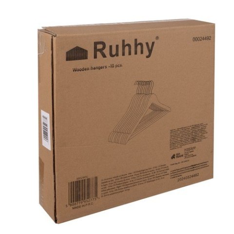 WIESZAK NA UBRANIA 10SZT. - DREWNIANY RUHHY 24492