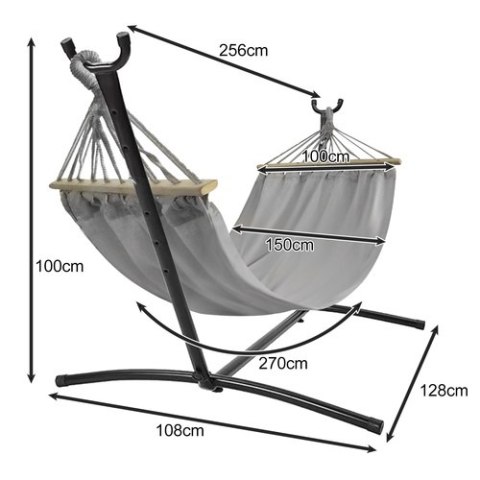 HAMAK OGRODOWY 200X150CM GARDLOV ZE STELAŻEM 25466
