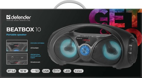 GŁOŚNIK DEFENDER BEATBOX 10 BLUETOOTH 10W BT/FM/USB/TF/AUX/Light GŁOŚNIK DEFENDER BEATBOX 10 BLUETOOTH 10W BT/FM/USB/TF/AUX/Light