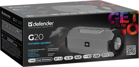 GŁOŚNIK DEFENDER G20 BLUETOOTH/FM/TF/USB 14W GŁOŚNIK DEFENDER G20 BLUETOOTH/FM/TF/USB 14W