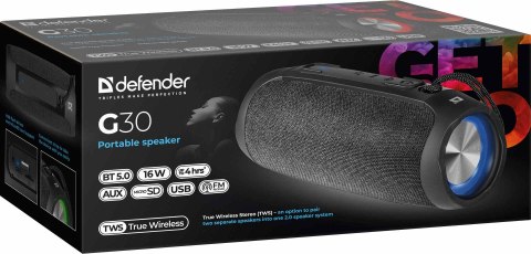 GŁOŚNIK DEFENDER G30 BLUETOOTH 16W BT/FM/AUX LIGHTS