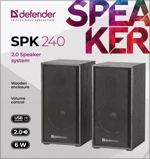 GŁOŚNIKI DEFENDER SPK-240 6W 2.0 DREWNIANE USB GŁOŚNIKI DEFENDER SPK-240 6W 2.0 DREWNIANE USB