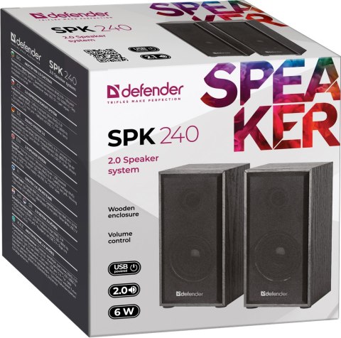GŁOŚNIKI DEFENDER SPK-240 6W 2.0 DREWNIANE USB GŁOŚNIKI DEFENDER SPK-240 6W 2.0 DREWNIANE USB
