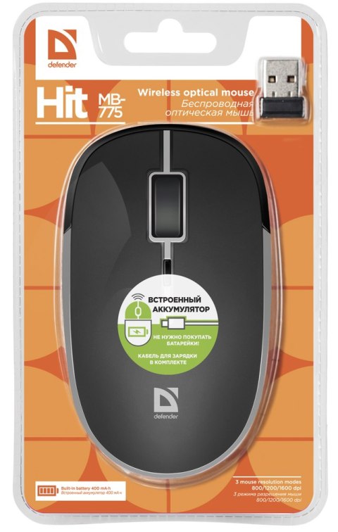 MYSZ DEFENDER HIT MB-775 RF OPTIC 1600dpi 4P AKUMULATOR MYSZ DEFENDER HIT MB-775 RF OPTIC 1600dpi 4P AKUMULATOR