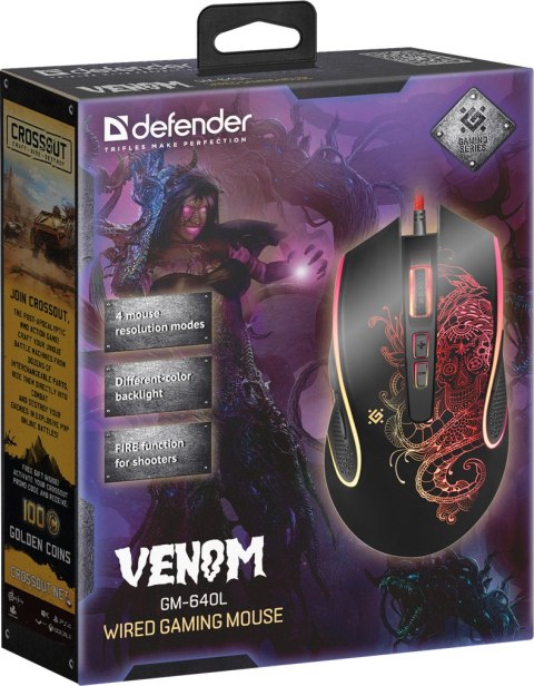 MYSZ DEFENDER VENOM GM-640L OPTIC 3200dpi 8P MYSZ DEFENDER VENOM GM-640L OPTIC 3200dpi 8P
