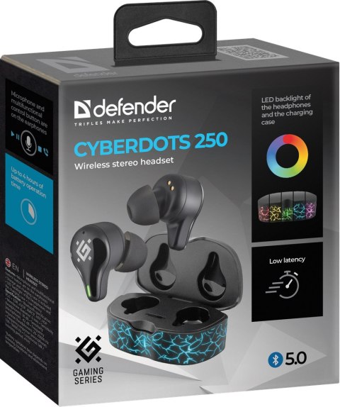 SŁUCHAWKI DEFENDER BLUETOOTH CYBERDOTS 250 GAMING CZARNE SŁUCHAWKI DEFENDER BLUETOOTH CYBERDOTS 250 GAMING CZARNE