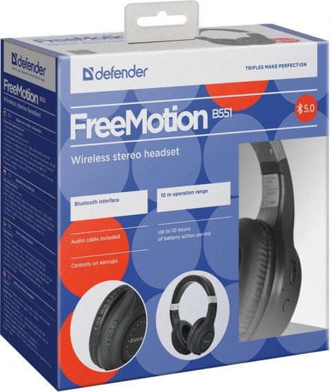 SŁUCHAWKI DEFENDER BLUETOOTH FREEMOTION B551 CZARNE SŁUCHAWKI DEFENDER BLUETOOTH FREEMOTION B551 CZARNE