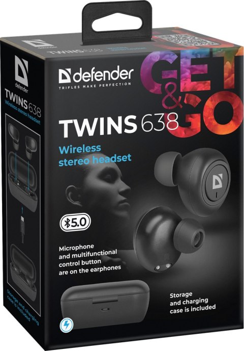 SŁUCHAWKI DEFENDER BLUETOOTH TWINS 638 CZARNE SŁUCHAWKI DEFENDER BLUETOOTH TWINS 638 CZARNE