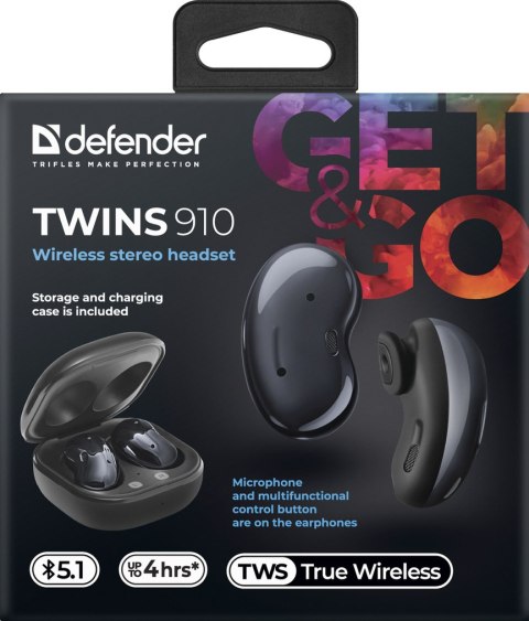 SŁUCHAWKI DEFENDER BLUETOOTH TWINS 910 CZARNE SŁUCHAWKI DEFENDER BLUETOOTH TWINS 910 CZARNE