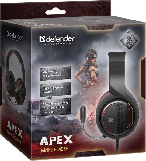 SŁUCHAWKI DEFENDER Z MIKROFONEM APEX CZARNO-CZERWONE SŁUCHAWKI DEFENDER Z MIKROFONEM APEX CZARNO-CZERWONE