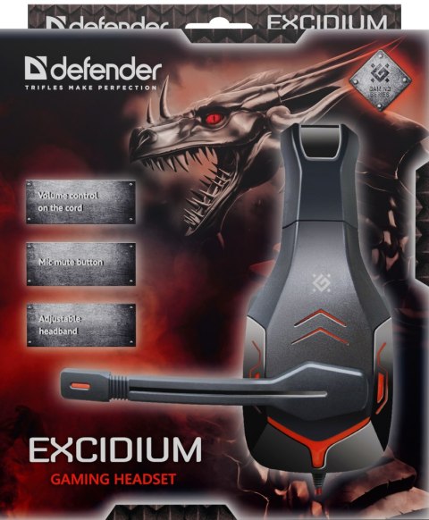 SŁUCHAWKI DEFENDER Z MIKROFONEM EXCIDIUM CZARNO-CZERWONE SŁUCHAWKI DEFENDER Z MIKROFONEM EXCIDIUM CZARNO-CZERWONE