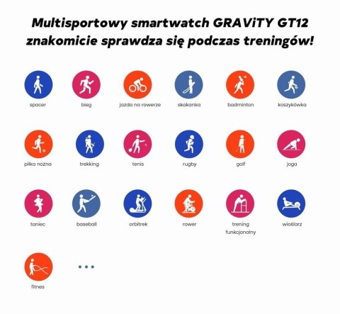 Smartwatch Damski GRAVITY GT12-7 Czarny Pasek Silikonowy + Srebrna Bransoleta