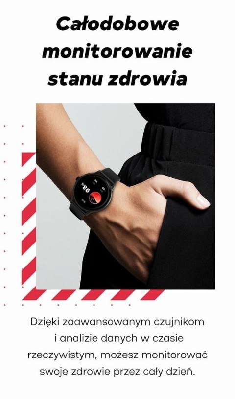 Smartwatch Damski GRAVITY GT12-7 Czarny Pasek Silikonowy + Srebrna Bransoleta