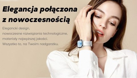Smartwatch Damski GRAVITY GT15-12 Granatowy Pasek Silikonowy + Czarna Bransoleta
