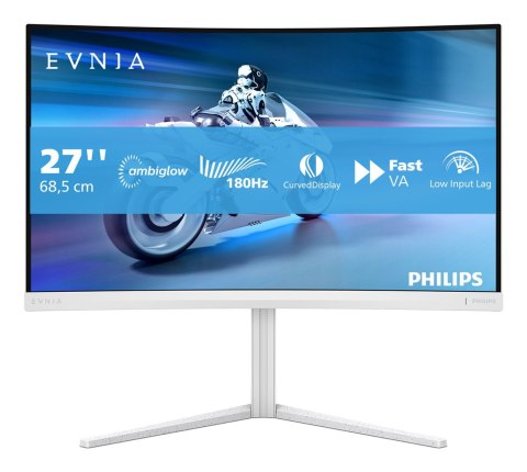 Philips Evnia 5000 27M2C5201L/00 LED display 68,6 cm (27") 1920 x 1080 px Full HD LCD Biały Philips Evnia 5000 27M2C5201L/00 LED display 68,6 cm (27") 1920 x 1080 px Full HD LCD Biały