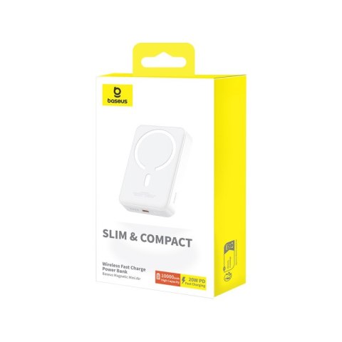 Powerbank Baseus Magnetic Mini Air Wireless 10000mAh 20W+kabel USB C-USB C (biały)