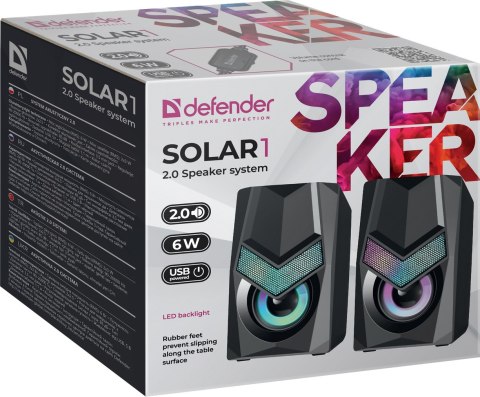 GŁOŚNIKI DEFENDER SOLAR 1 2.0 6W LED USB GŁOŚNIKI DEFENDER SOLAR 1 2.0 6W LED USB