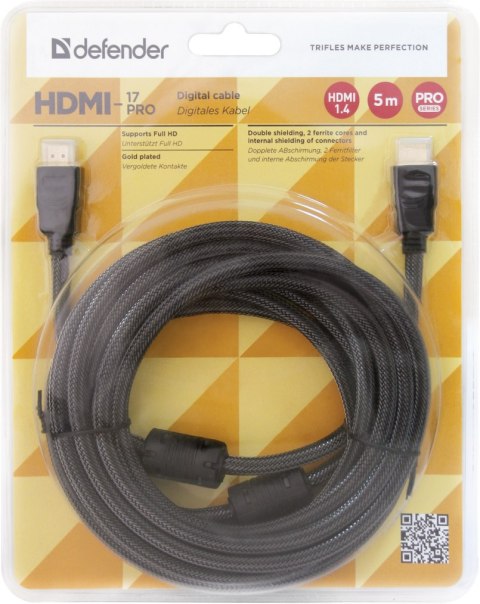 KABEL DEFENDER HDMI -HDMI PRO M-M ver.1.4 5M KABEL DEFENDER HDMI -HDMI PRO M-M ver.1.4 5M