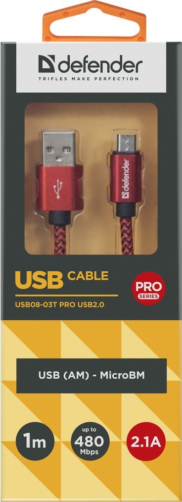 KABEL DEFENDER USB AM-MICRO BM 1.0m 2.1A CZERWONY KABEL DEFENDER USB AM-MICRO BM 1.0m 2.1A CZERWONY