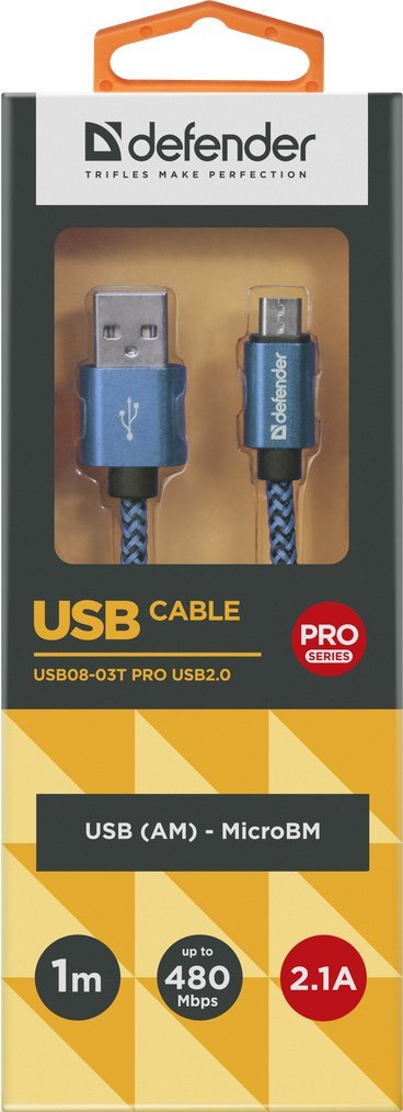 KABEL DEFENDER USB AM-MICRO BM 1.0m 2.1A NIEBIESKI KABEL DEFENDER USB AM-MICRO BM 1.0m 2.1A NIEBIESKI