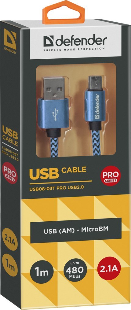 KABEL DEFENDER USB AM-MICRO BM 1.0m 2.1A NIEBIESKI KABEL DEFENDER USB AM-MICRO BM 1.0m 2.1A NIEBIESKI