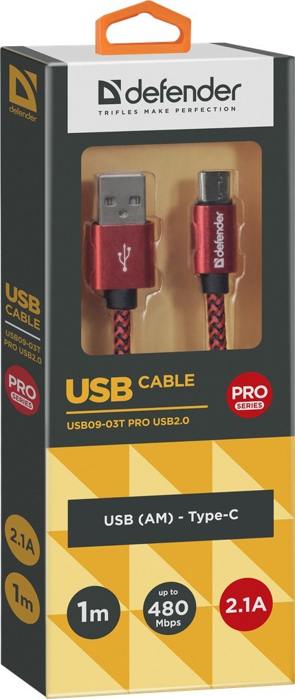 KABEL DEFENDER USB AM-TYPE C 1,0m 2.1A CZERWONY KABEL DEFENDER USB AM-TYPE C 1,0m 2.1A CZERWONY