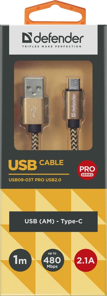 KABEL DEFENDER USB AM-TYPE C 1,0m 2.1A ZŁOTY MOCNY OPLOT DO ŁADOWARKI KABEL DEFENDER USB AM-TYPE C 1,0m 2.1A ZŁOTY MOCNY OPLOT DO ŁADOWARKI
