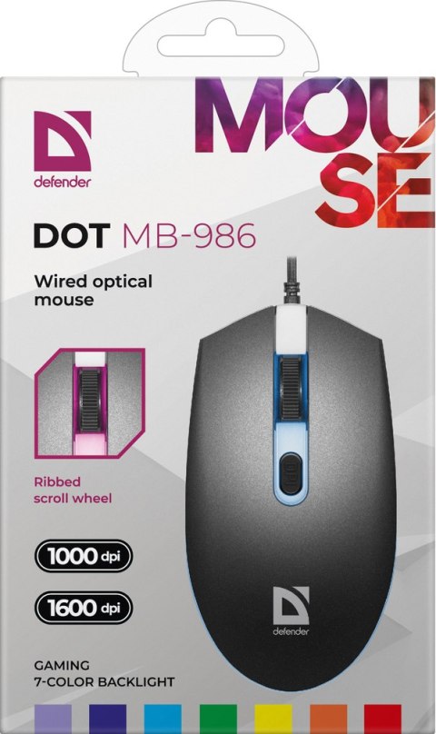 MYSZ DEFENDER DOT MB-986 OPTICAL 7 KOLORÓW 1000dpi 4P MYSZ DEFENDER DOT MB-986 OPTICAL 7 KOLORÓW 1000dpi 4P
