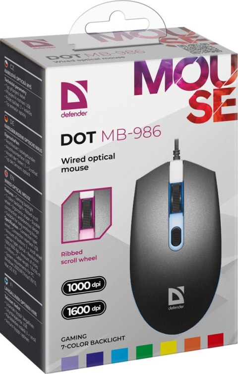 MYSZ DEFENDER DOT MB-986 OPTICAL 7 KOLORÓW 1000dpi 4P MYSZ DEFENDER DOT MB-986 OPTICAL 7 KOLORÓW 1000dpi 4P